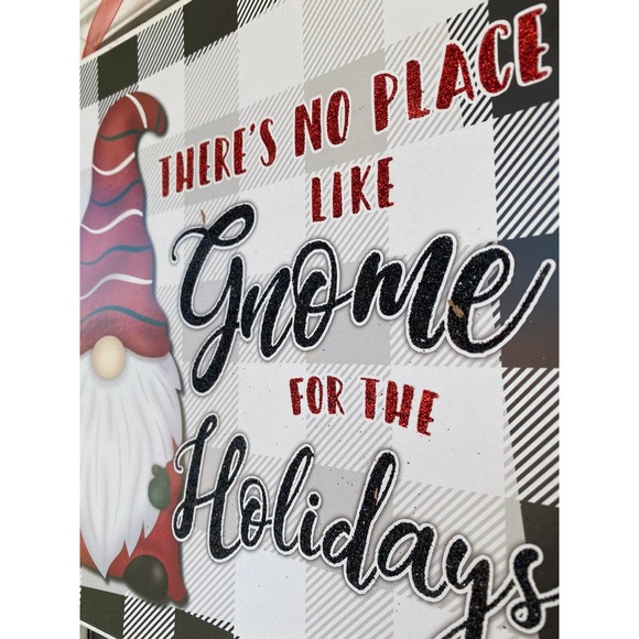 Black White buffalo check plaid theres no place like gnome for the holidays sign - Picture 4 of 6